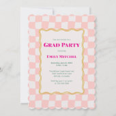 Rainbow Checkered Grad Invitation with Photo (Dos)
