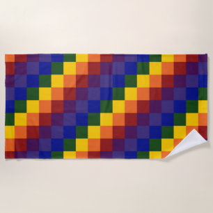 Rainbow Checkered Pattern Beach Towel Strandlaken
