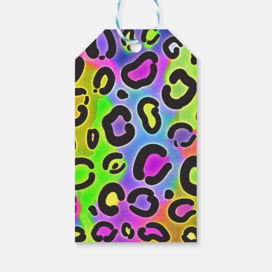 Rainbow Cheetah Leopard Birthday Party Gift Label Cadeaulabel (Achterkant)