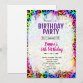Rainbow cheetah leopard print invitation kaart (Voorkant / Achterkant)