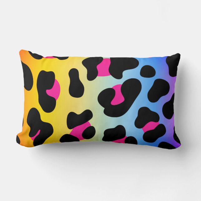 Rainbow Cheetah Print Lumbar Coussin (Recto)