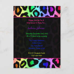 Rainbow Cheetah Wild Sweet 16 Verjaardagsfeest Uitnodiging Briefkaart