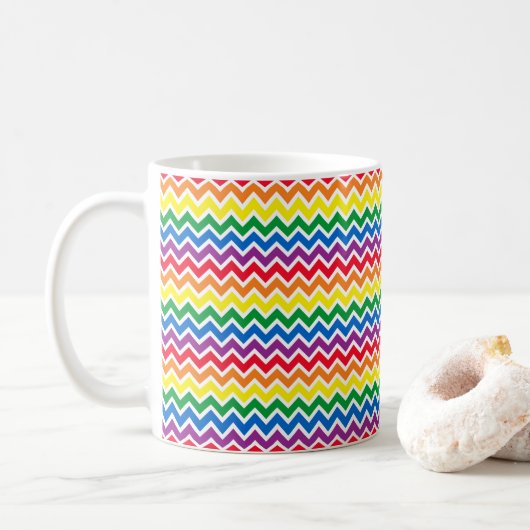 Rainbow Chevron Gay Pride Koffiemok (Met donut)
