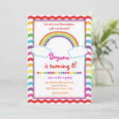 Rainbow Chevron Girls Birthday Party Invitation (Debout devant)