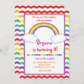 Rainbow Chevron Girls Birthday Party Invitation (Devant / Derrière)
