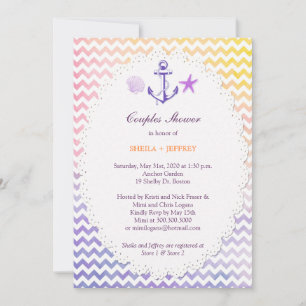 Rainbow Chevron Nautical Couples Shower Kaart