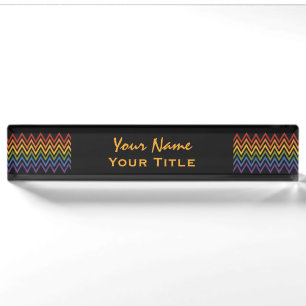 Rainbow Chevron Pattern, aangepaste naam borden Naambordje