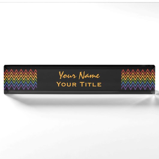 Rainbow Chevron Pattern, aangepaste naam borden Naambordje (Voorkant)