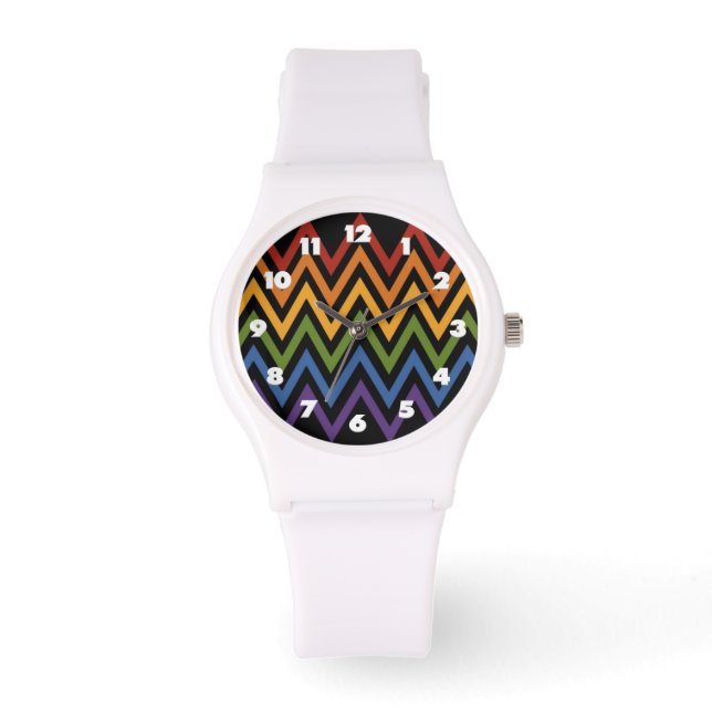 Rainbow Chevron Pattern-horloges Horloge (Voorkant)