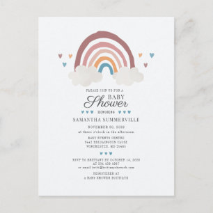 Rainbow Chic Boho Waterverf Script Baby shower Uitnodiging Briefkaart