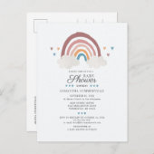 Rainbow Chic Boho Waterverf Script Baby shower Uitnodiging Briefkaart (Voorkant / Achterkant)