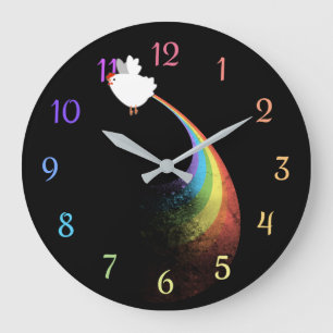Rainbow Chicken Farts Clock Grote Klok