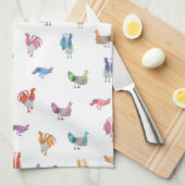 Rainbow Chicken Tea Towel Theedoek (Quarter Fold)