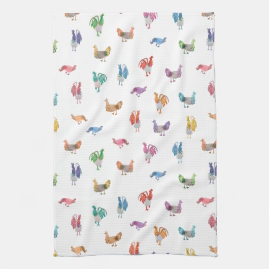 Rainbow Chicken Tea Towel Theedoek (Verticaal)