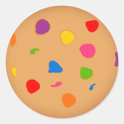Rainbow Chocolate Chip Cookie Ronde Sticker (Voorkant)