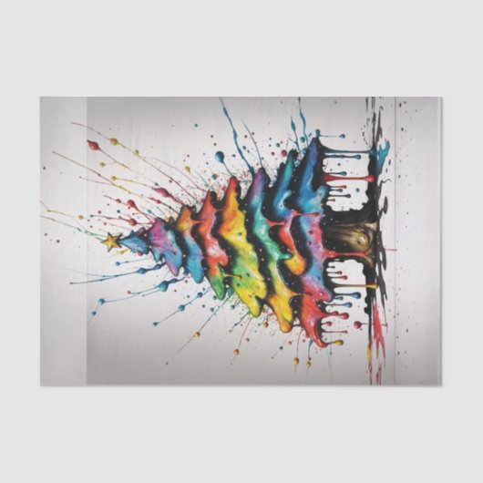 Rainbow Christmas Tree Oil Splash Decoupage Papier (Voorkant)