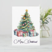 Rainbow Christmas Tree Waterverf Kunst Feestdagenkaart (Staand voorkant)