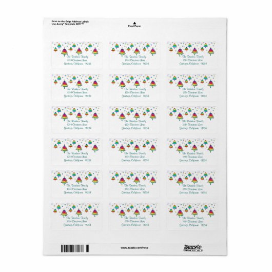 Rainbow Christmas Trees Label (Full Sheet)