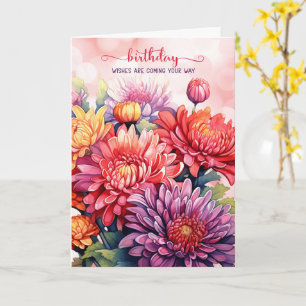 Rainbow Chrysanthemums LGBTQ Verjaardag Kaart