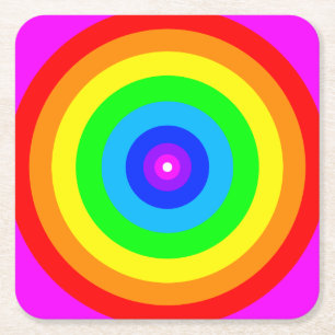 Rainbow Circle Design-40686 Vierkante Kartonnen Onderzetter