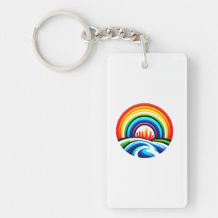 Rainbow City Skyline Stedelijke Diversiteit & Hoop Sleutelhanger