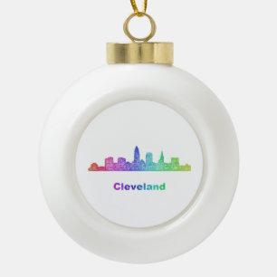 Rainbow Cleveland skyline Keramische Bal Ornament