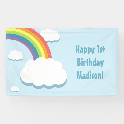 Rainbow Cloud Birthday Banner (Horizontaal)