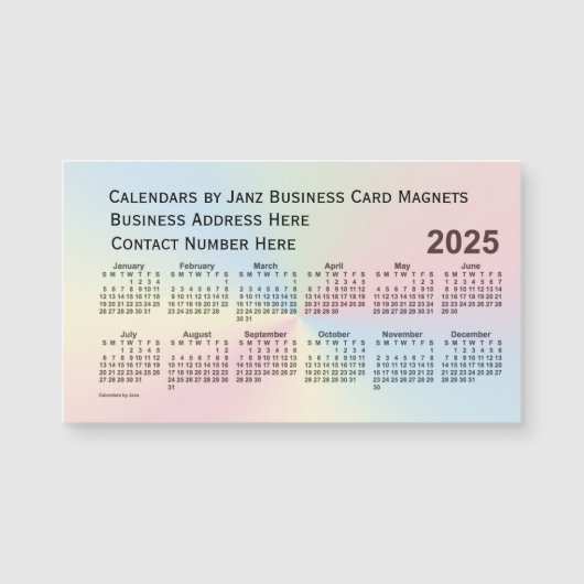 Rainbow Cloud Calendar 2025 van Janz Magnet (Voorkant)