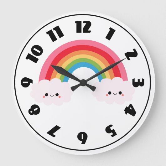 Rainbow Cloud Clock Grote Klok (Voorkant)