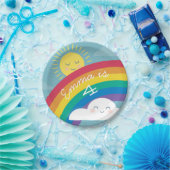 Rainbow Cloud en Sun Birthday Borden Papieren Bordje (Feest)
