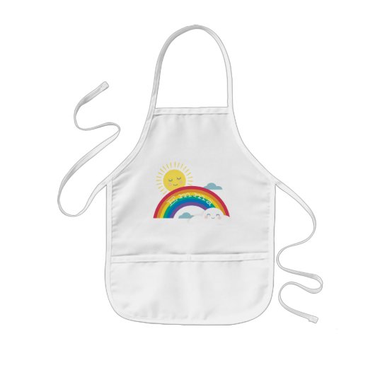 Rainbow Cloud en Sun Children's Apron Kinder Schort (Voorkant)