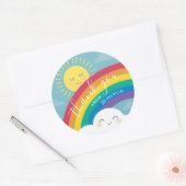 Rainbow Cloud en Sun Hartelijk dank voor de tovena Ronde Sticker (Envelop)