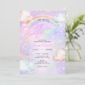 Rainbow Cloud Galaxy Glitter Gender Reveal  Kaart (Staand voorkant)
