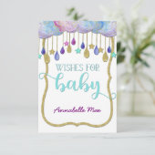 Rainbow Cloud Gold Glitter Wensen voor Baby shower Kaart (Staand voorkant)