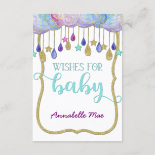 Rainbow Cloud Gold Glitter Wensen voor Baby shower Kaart