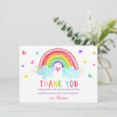 Rainbow Cloud Harten roze gouddag Bedankkaart (Staand voorkant)