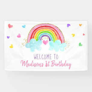 Rainbow Cloud Harten roze gouddag Spandoek