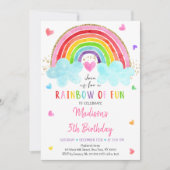 Rainbow Cloud Harten Waterverf Birthday Kaart (Voorkant)