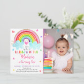 Rainbow Cloud Harten Waterverf Birthday Kaart (Staand voorkant)