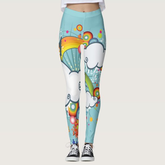 Rainbow Cloud Mensen Leggings (Voorkant)