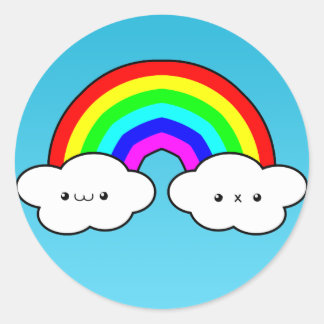 Rainbow Cloud-Sticker Ronde Sticker