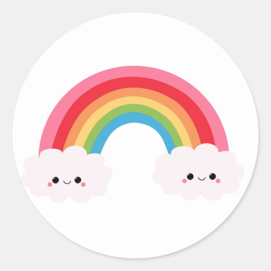 Rainbow Cloud-Stickers Ronde Sticker (Voorkant)