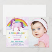 Rainbow Cloud Unicorn Birthday Invitations photo (Devant / Derrière)