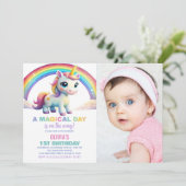 Rainbow Cloud Unicorn Birthday Invitations photo (Debout devant)