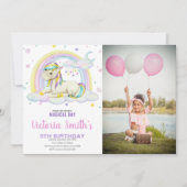 Rainbow Cloud Unicorn Invitation d'anniversaire (Devant)