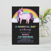Rainbow Cloud Unicorn Invitations d'anniversaire (Debout devant)