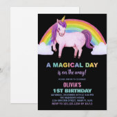 Rainbow Cloud Unicorn Invitations d'anniversaire (Devant / Derrière)