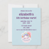 Rainbow Cloud Unicorn Invitations de la fête d'ann (Dos)
