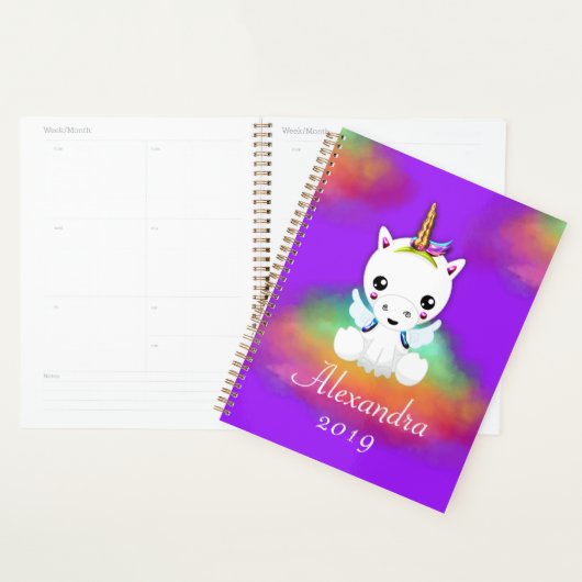 Rainbow Cloud Unicorn op Paars Planner (Display)