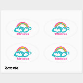 Rainbow Cloud Veterinarian Ovale Sticker (Vel)